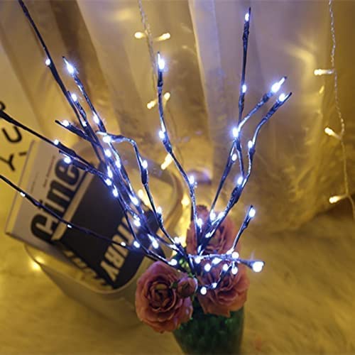 Dk177 2 Pack Led Branch Light Battery Operated Lighted Branch Vase Filler Willow Tree Artificial Little Twig Power Brown 30 Inch 20 Led For Home Outdoor Indoor Romantic Decoration, White Light