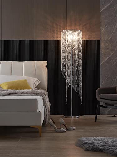 Surpars House Crystal Floor Lamp - Elegant Rain Design, Silver Chrome Finish, Modern Lava Style for Living Room & Bedroom, Model S0170044