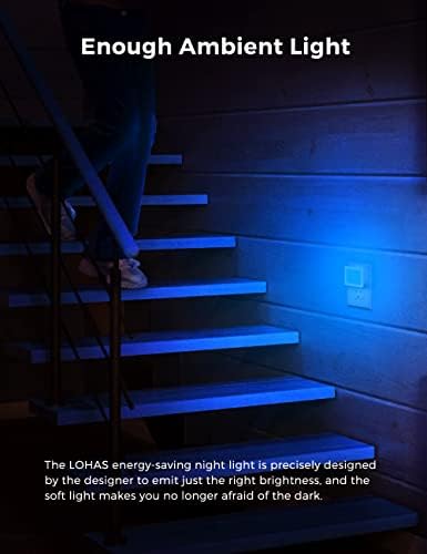 L Lohas Led Blue Night Lights Plug Into Wall 2-Pack, 0.3W Plug In Night Light, Dusk To Dawn, Bright Nightlight Auto-On/Off, For