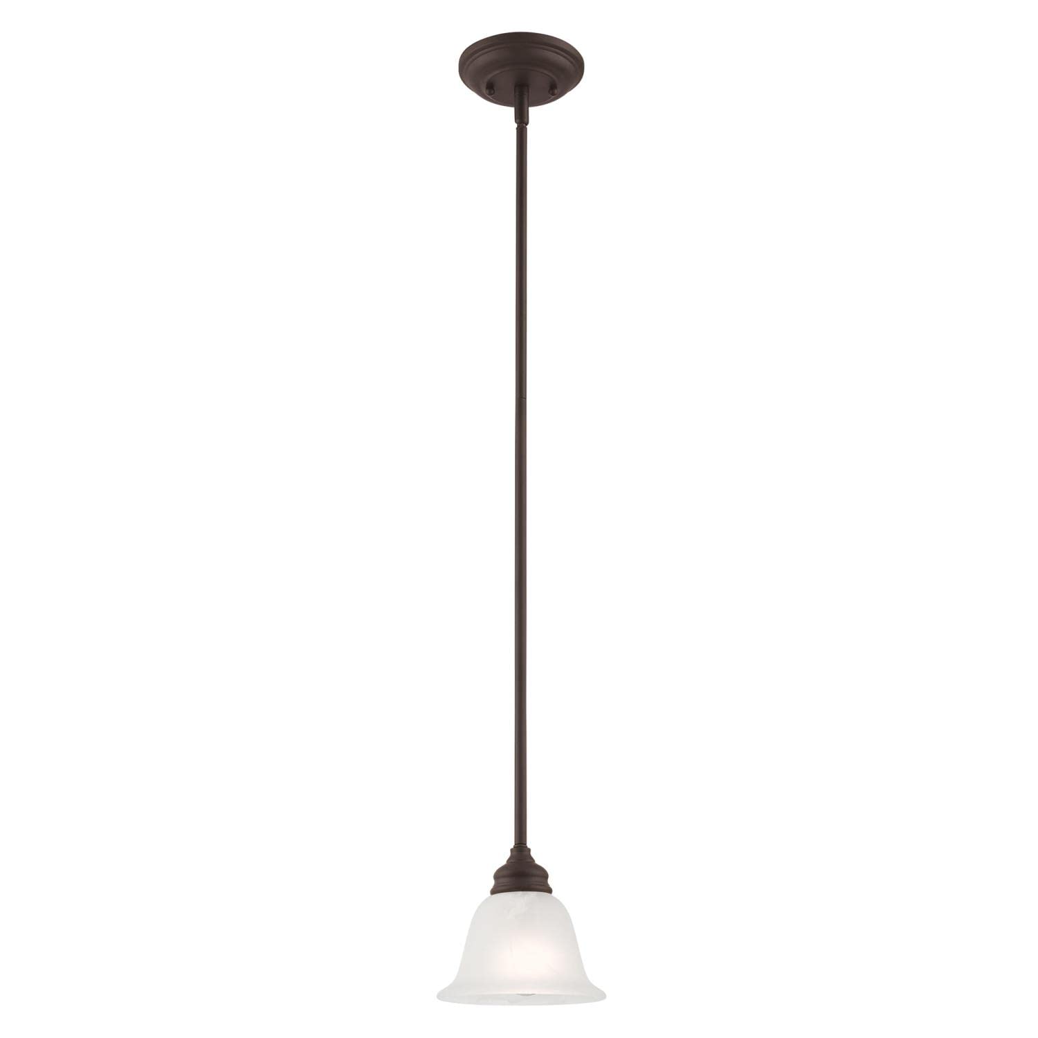 Livex Lighting Es  1-Light Mini Pendant, Alloy Steel, 6.25inL x 6.25inW x 44.5inH, Bronze, Model 1340-07