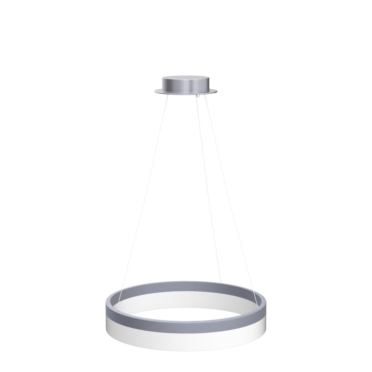 Buccleuch Modern LED Pendant Light - Dimmable Chandelier, 19.7" Silver Round, Adjustable Height for Dining Room and Kitchen Island