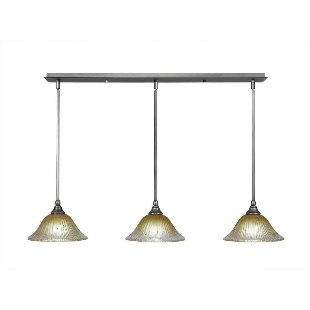 Toltec Lighting 3 Light Linear Pendalier In Brushed Nickel (36-Bn-730)