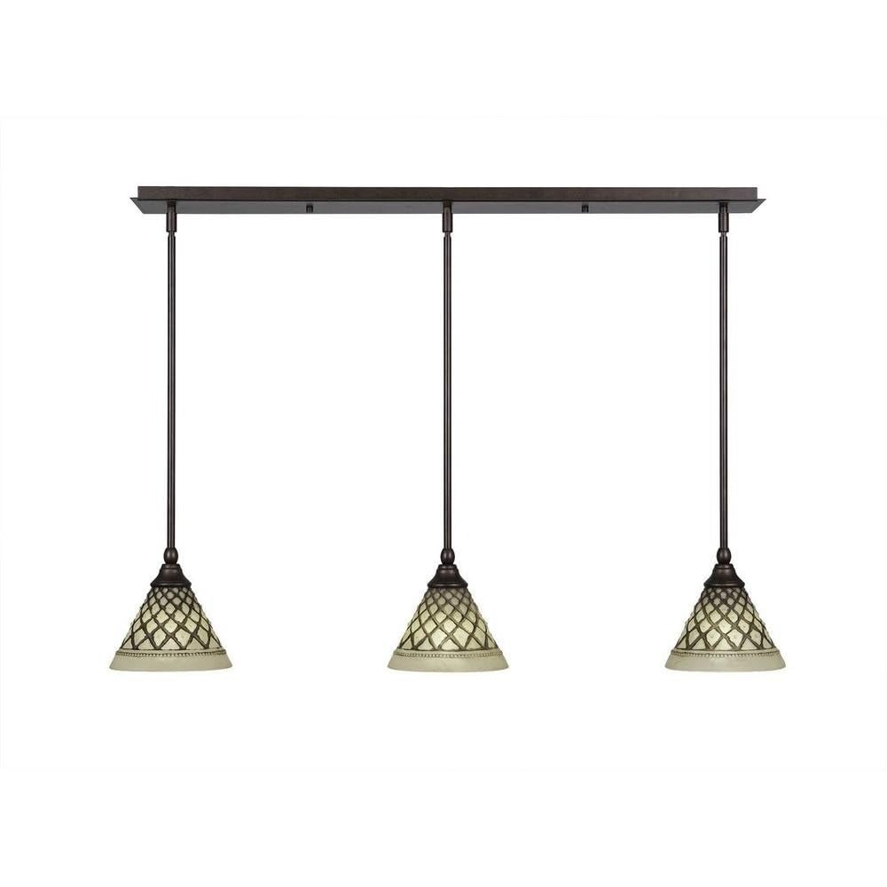 Toltec Lighting 3 Light Linear Pendalier In Bronze (36-Brz-7185)