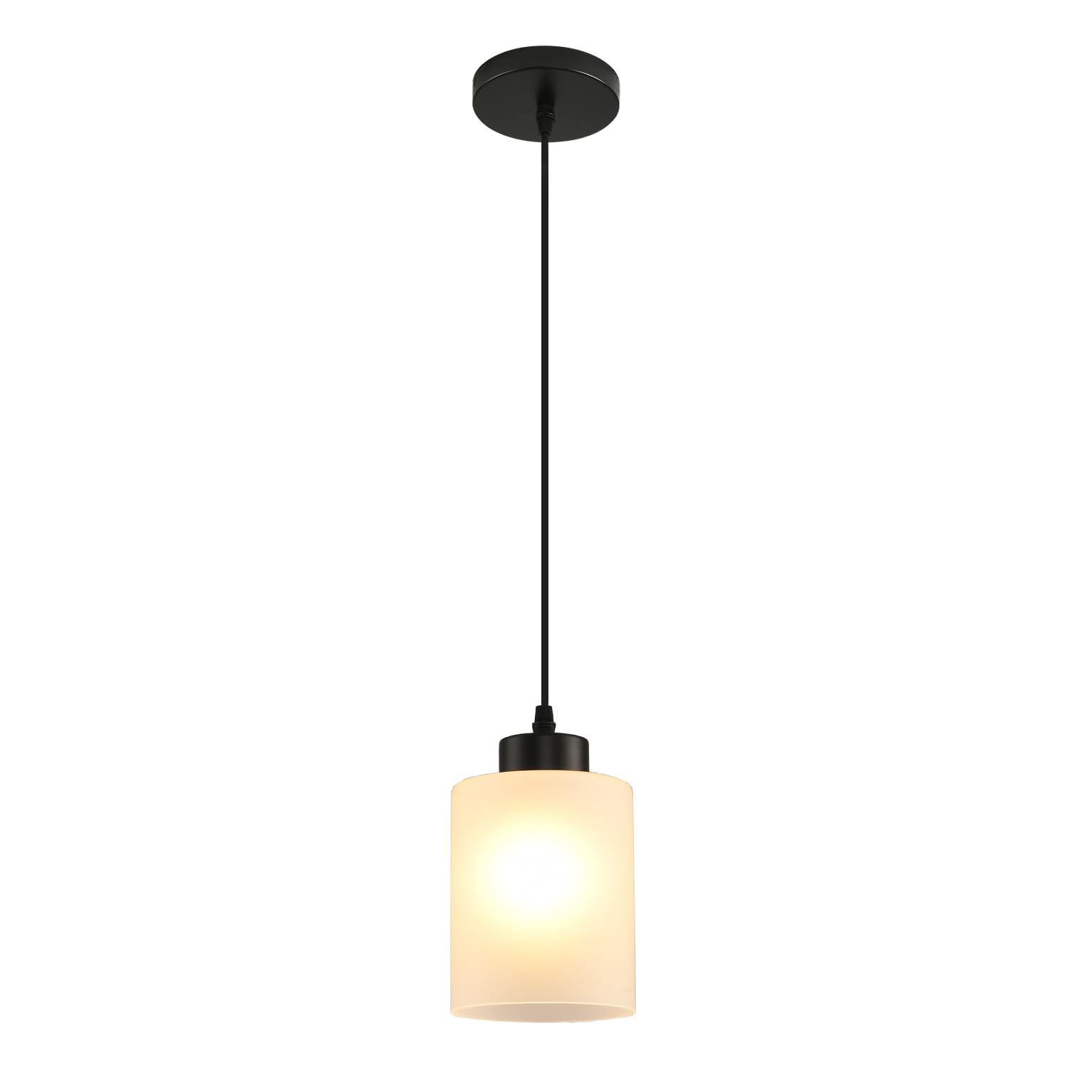 CAFULAM Modern Pendant Light, Adjustable, Glass Shade, 1 Pack, Black