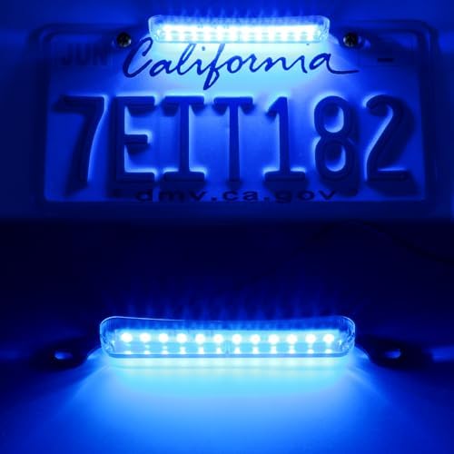LivTee LED License Plate Lights Assembly, Bright Blue 6000K for Trailer, UTV, ATV, Truck, RV, Boat, Car Accessories