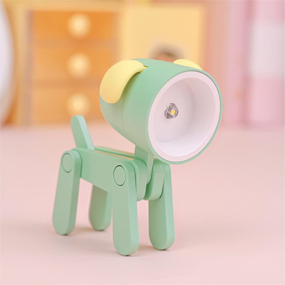 SpassLeben LED Night Light for Kids, Green Dog Table Lamp, Decorative Indoor Nightstand Light