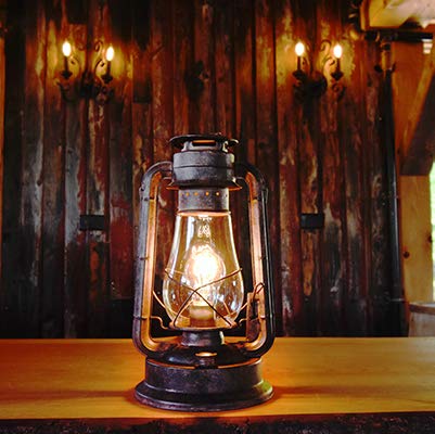 Muskoka Rustic Farmhouse Lantern Table Lamp - Dimmable, Edison Bulb, Ul Listed, Brown