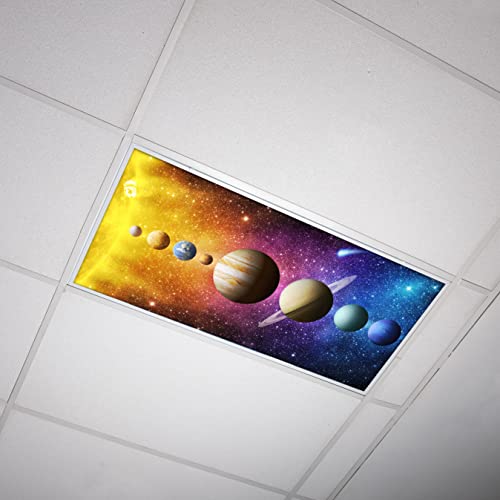 OCTO LIGHTS Fluorescent Light Cover enhanced Backlit Film Insert 2x4 (22.38inx46.5in) Solar System Model AST-026-2x4