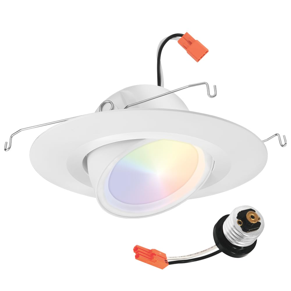 Juno Rb56Ac Rgbw Mw M6 Retrobasic Connect Adjustable Led Downlight, Dynamic Color Red, Green, Blue, White, Includes E26 Socket A
