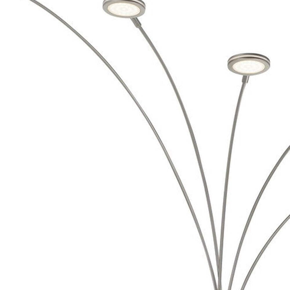 Homeroots Five Light Led Arc Floor Lamp - 72 In. Nickel Metal Design