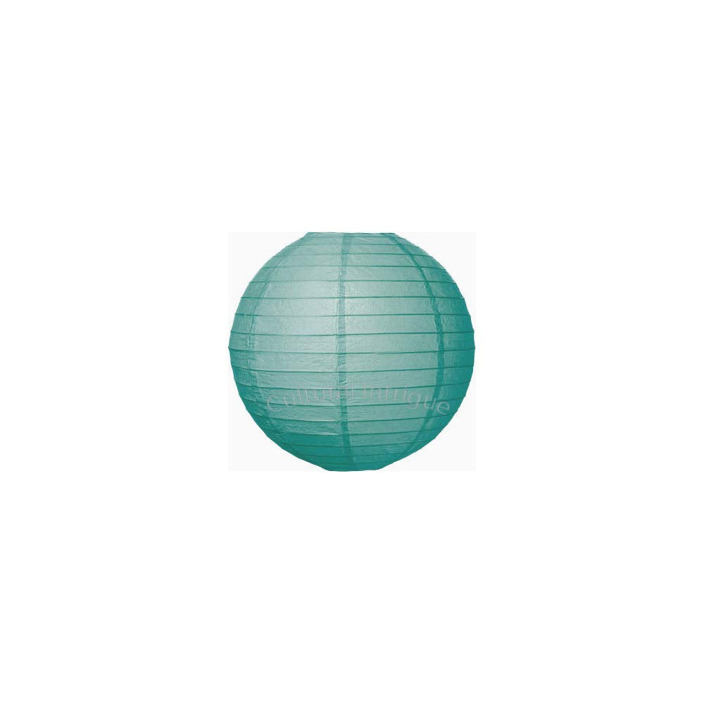 Luna Bazaar Premium Paper Lantern, Lamp Shade (20-Inch, Parallel Ribbed, Teal) - Rice Paper Chinese/Japanese Hanging Decoration 
