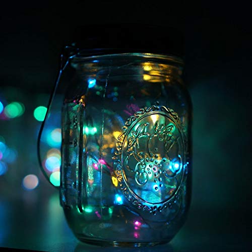 Solar Mason Jar Lights, 6 Pack 10 Led Jar Lid String Lights With 6 Hangers(No Jars), Waterproof Fairy Firefly Light For Garden,