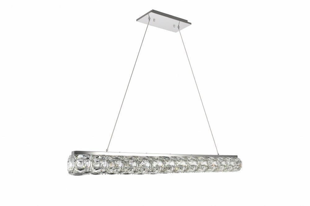 Elegant Decor Indoor Modern Valetta Integrated LED chip Light Chrome Chandelier Clear Royal Cut Crystal - 42.5x3.7x3.9