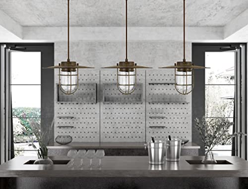 Cal Lighting FX-3724-1P Transitional Pendant Light, Bronze Finish, 12.75in, Metal, 1 Light
