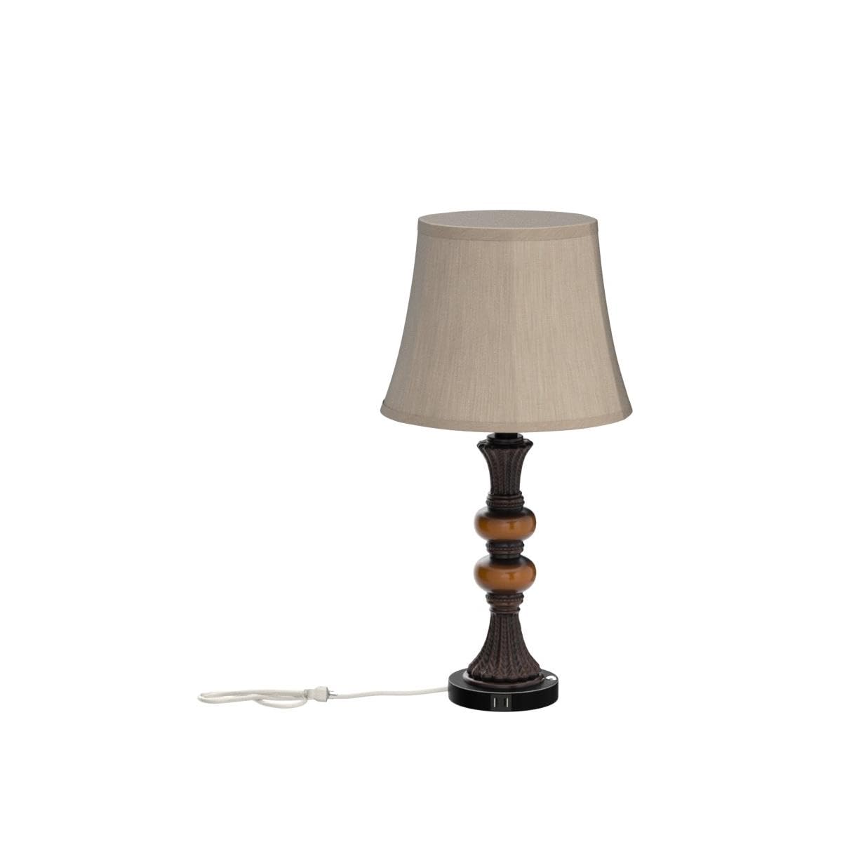 Set Of 2 Touch Control Traditional Table Lamp, 27&quot;H Bedside Lamps With 2 Usb Charging Ports, 3-Way Dimmable Bronze Finish Large Nightstand Lamps With Bell Faux Silk Shade For Living Room, Bedroom