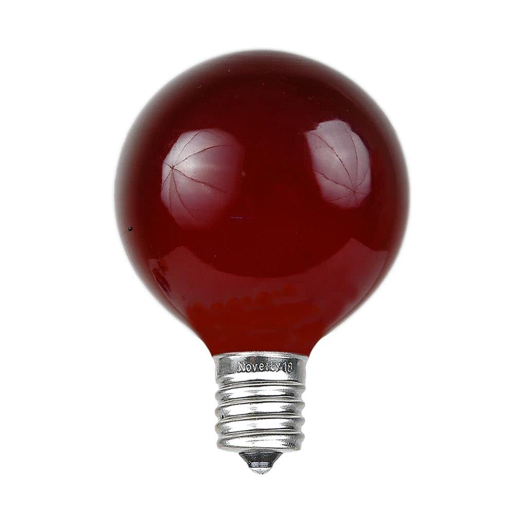 Novelty Lights G40 Outdoor Globe Replacement Bulbs, 25 Pack, Red, C7/E12 Candelabra Base, 5 Watt