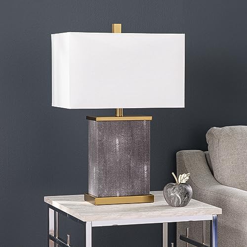 Sei Furniture White Lavano Table Lamp With Shade - 24.25&quot; Height, Concrete Base