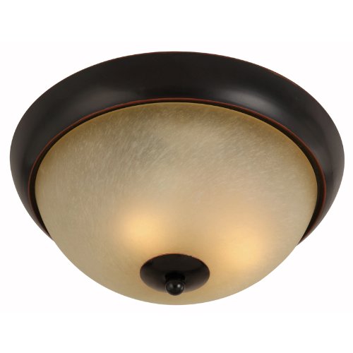 Hardware House Flush Mount Ceiling Light, 2-Light, Oil Rubbed Bronze, Glass, 12inx5.25in, Model 16-7970