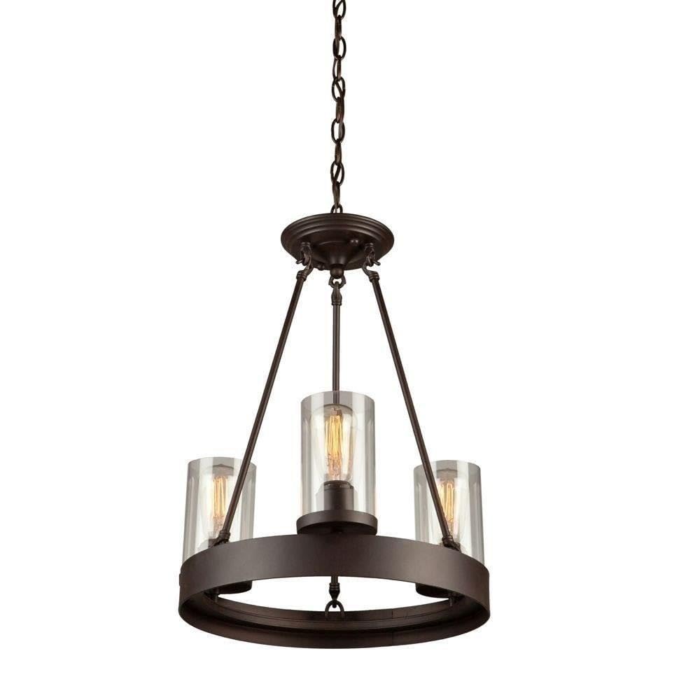 Art Craft Lighting Menlo Park 3-Light Mini Chandelier, Metal, Dark Chocolate, 15.25X36.75X12.00, Ideal For Elegant Home Decor