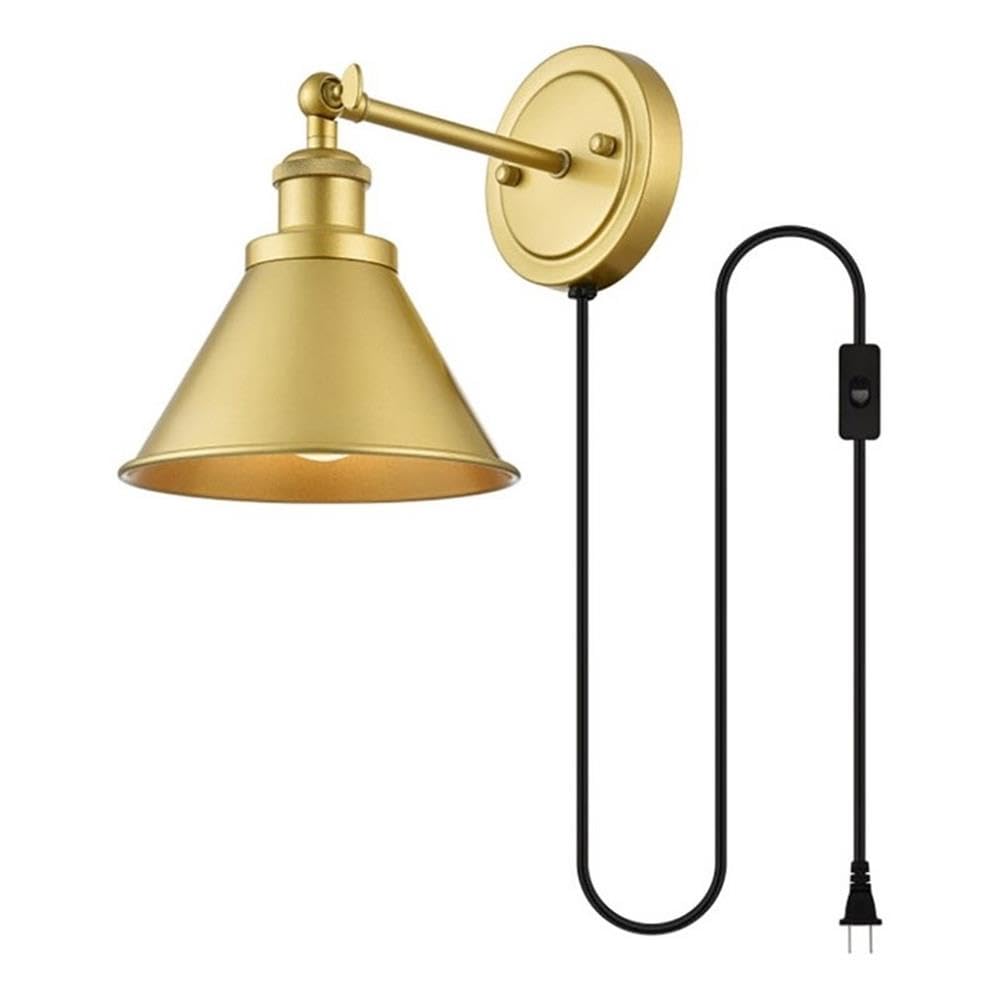 Living District Blaise 1-Light Metal Plug-in Wall Sconce in Brass