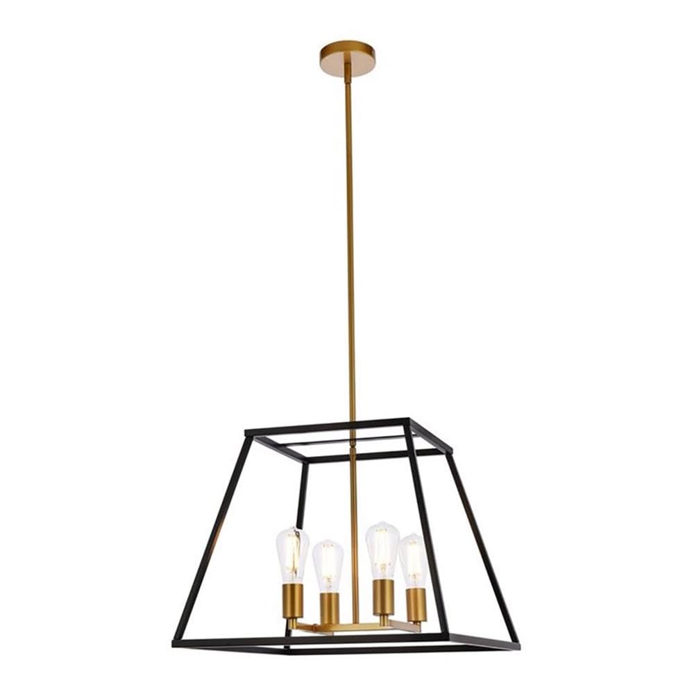 Living District Indoor Modern Home Decorative Bright Ceiling Declan 20 inch Pendant in Black and Brass