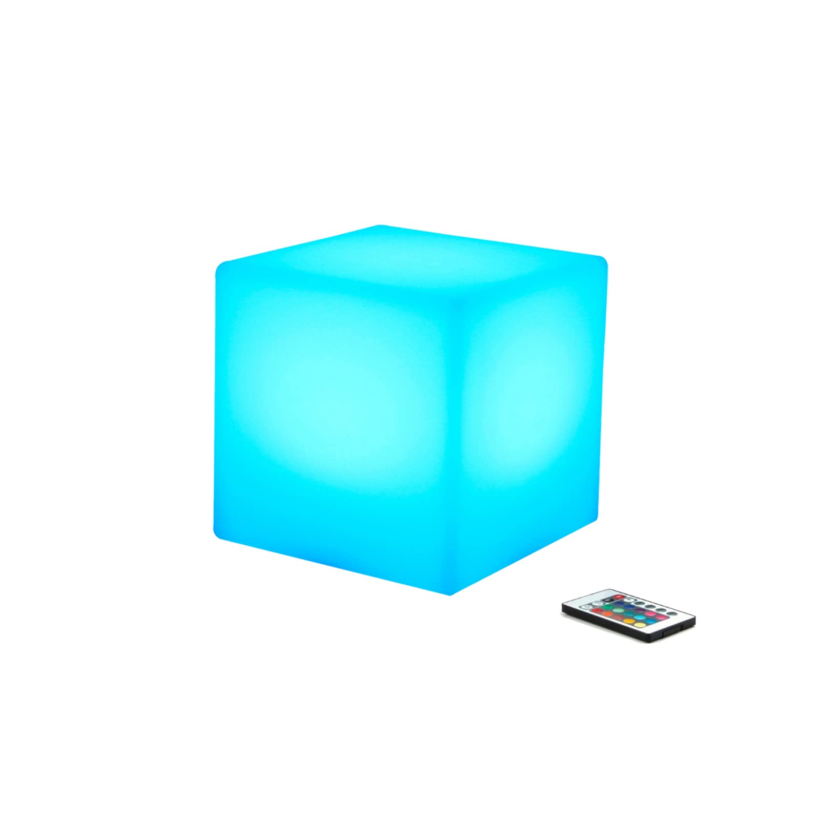 Borelor LED Cube Light, 4-Inch Rechargeable Mood Lamp, Remote Control, 16 Color Changing, Blue, Dimmable Decorative Lighting