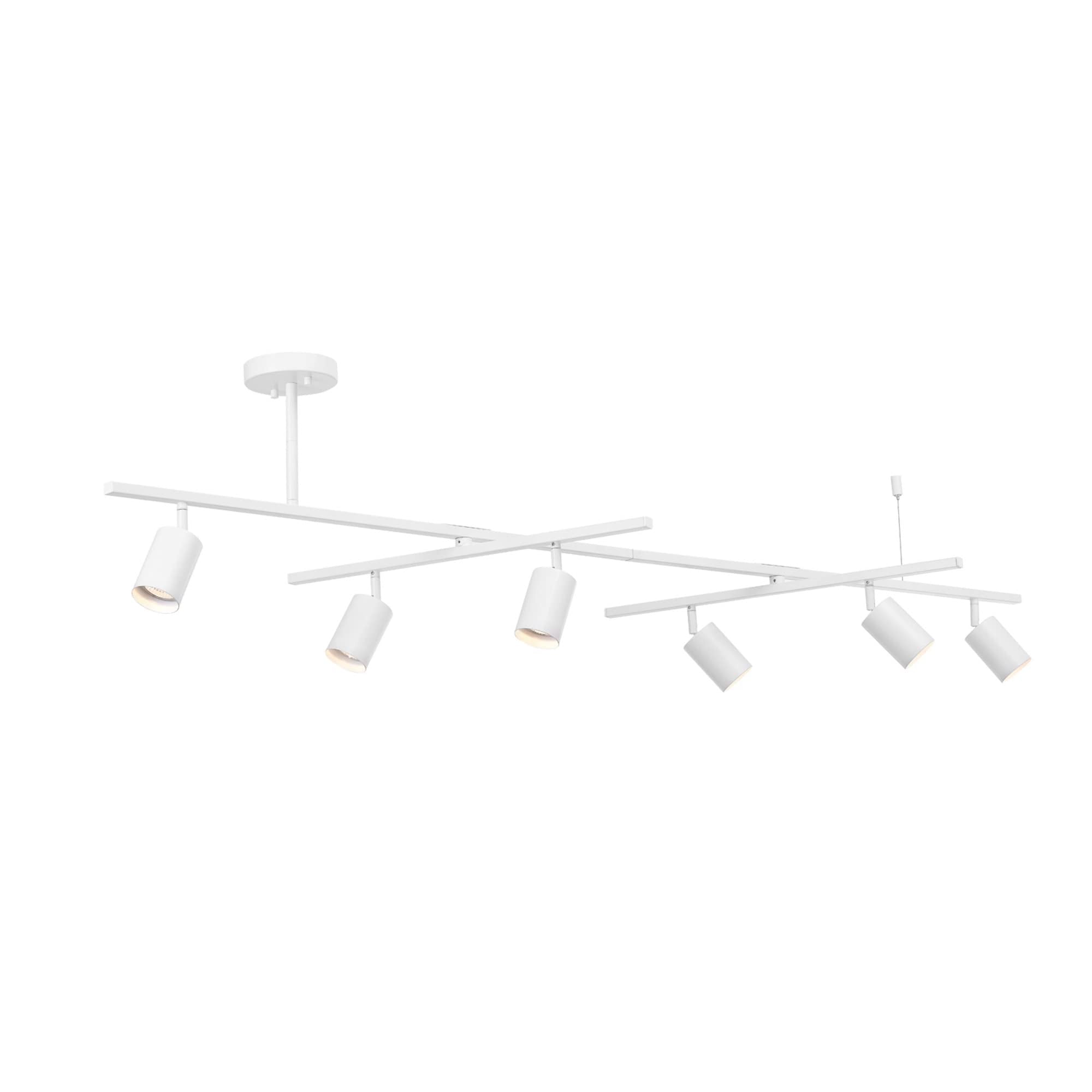Globe Electric West 64'' 6-Light Track Lighting, Matte White, Center Swivel Bars, Bulb Not Included