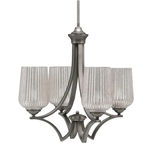 Toltec Lighting 564-Gp-4253 Zilo - 4 Light Uplight Chandelier-19.75 Inches Tall And 20.25 Inches Wide, Finish Color: Graphite, Glass Color: Silver Textured