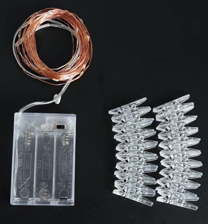 Jmtgnsep 50Led Photo Clips String Lights, Warm White, Battery Powered, 16Ft, Ideal For Indoor Decoration, Christmas, Party, Wedding
