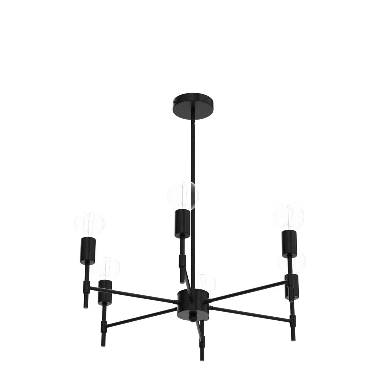 ASGYISA Black Metal 6-Ceiling Light Sputnik Chandelier, 24.3inch Semi Flush Mount Fixture for Bedroom, Kitchen, Dining Room, Model L-2005