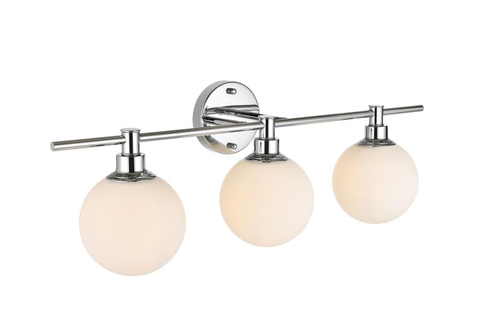 Living District Cordelia 3-Light Iron/Glass Bath Sconce in Black/Frosted White