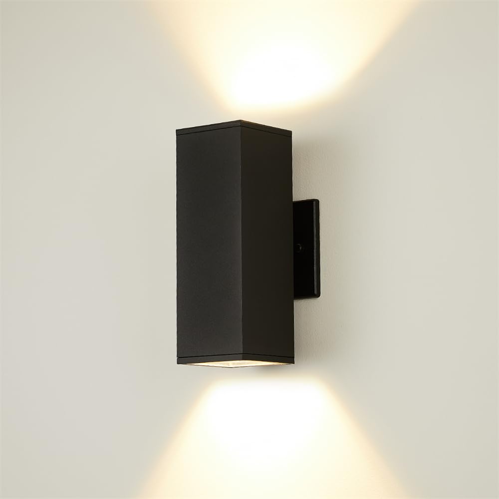Eliphil Outdoor Wall Lights  Up Down Porch Lights  Modern Exterior Light Fixture  Waterproof Anti-Rust Outdoor Wall Sconce 14w Matte Black (BD001)