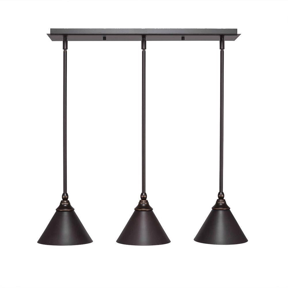 Toltec Lighting 25-Dg-421 3 Light Multi-Light Mini Hang Straight Swivel Pendant With Cone Metal Shade, 7&quot;, Dark Granite