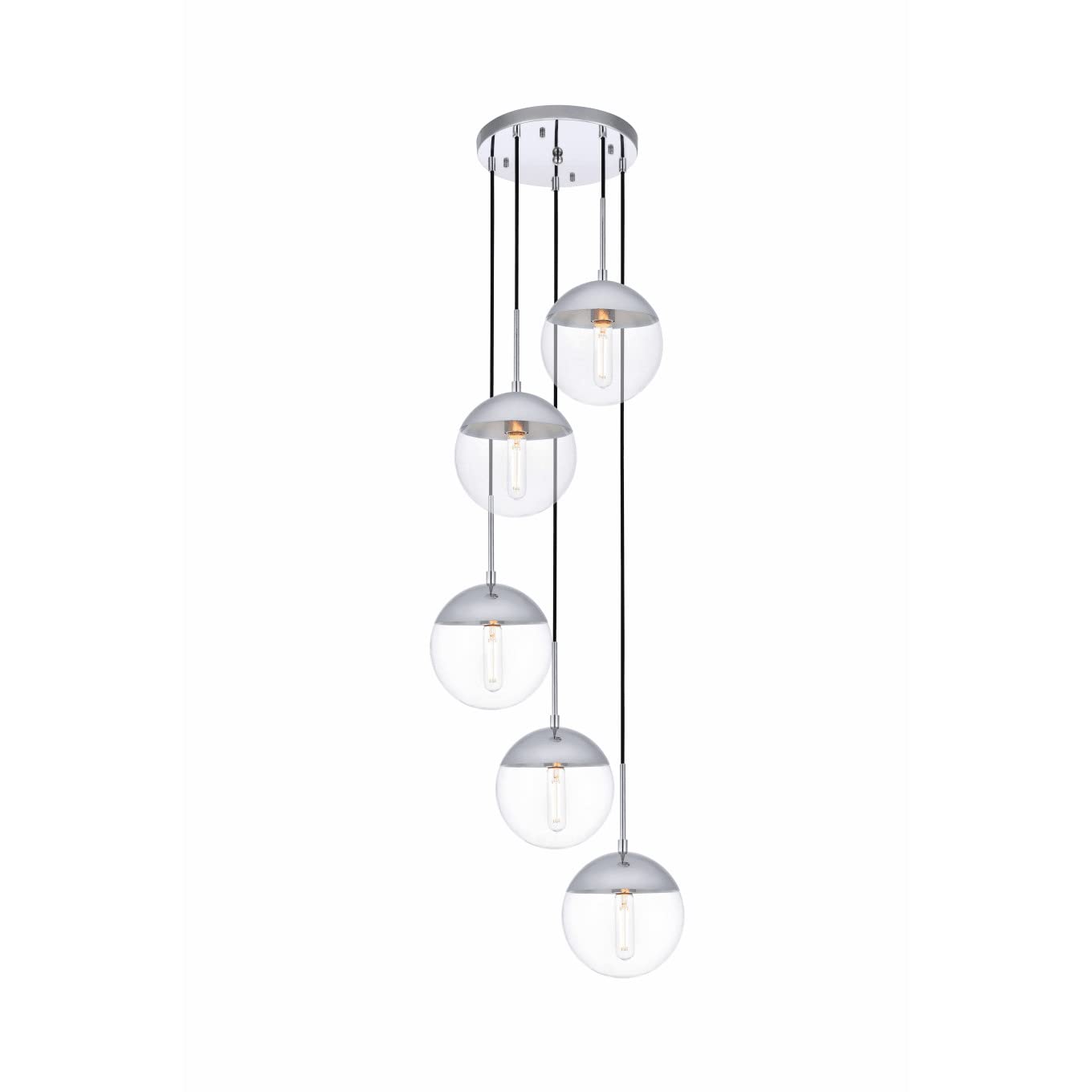 Living District Eclipse 5 Lights Chrome Pendant with Clear Glass