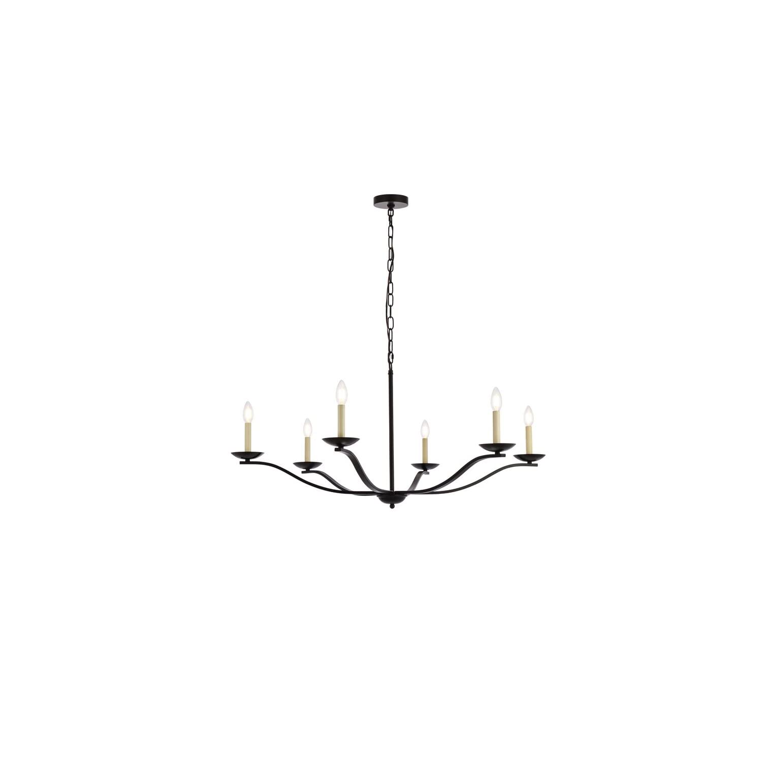 Living District Trey 6-Light Mid-Century Metal Pendant in Black Finish