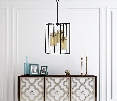 Cal Lighting Fx-3680-3 Transitional Three Light Pendant From Cremona Collection In Black Finish, 12.30 Inches