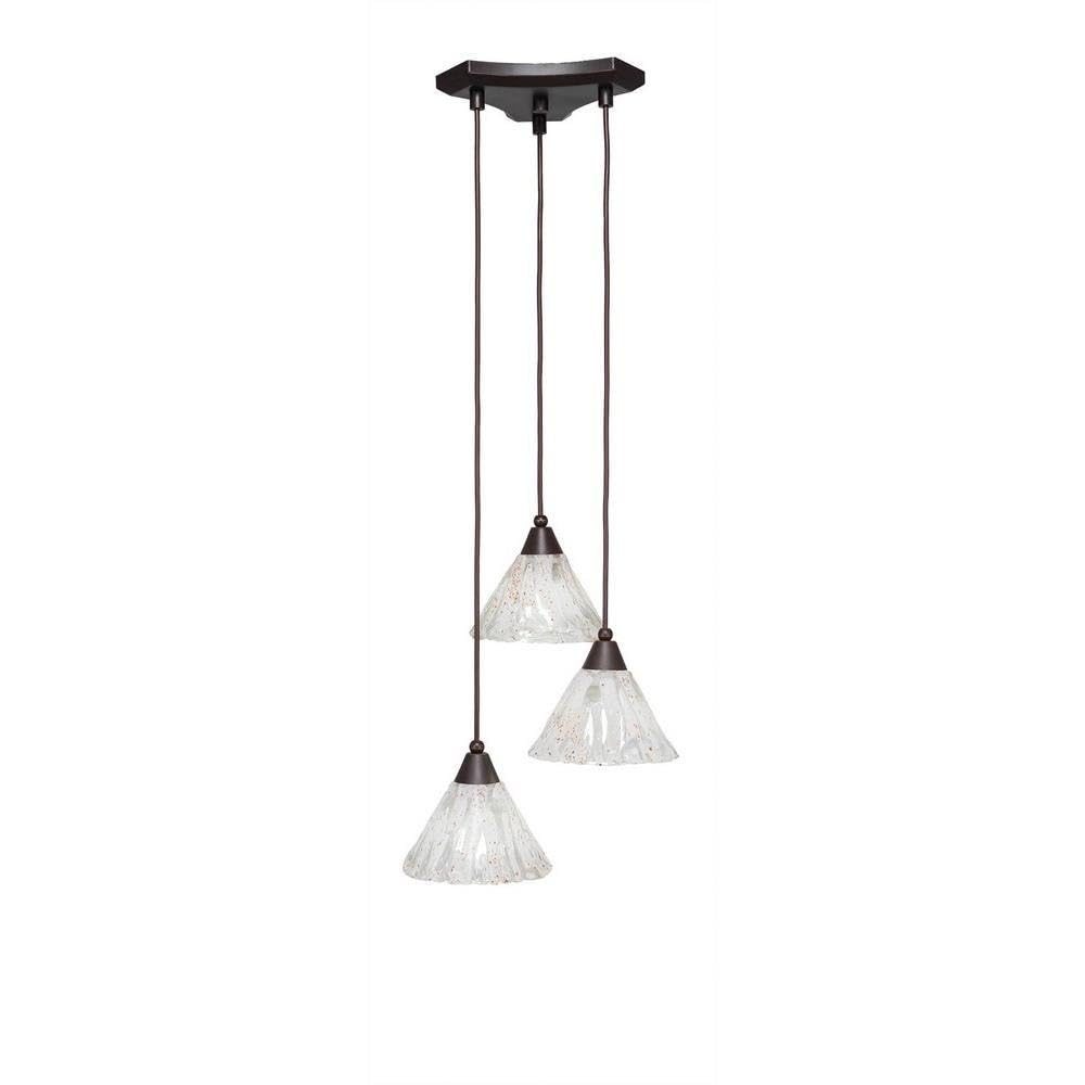Toltec Lighting 28-Dg-7195 Europa 3 Light Multi-Light Mini Pendant With Italian Ice Glass, 7&quot;, Dark Granite