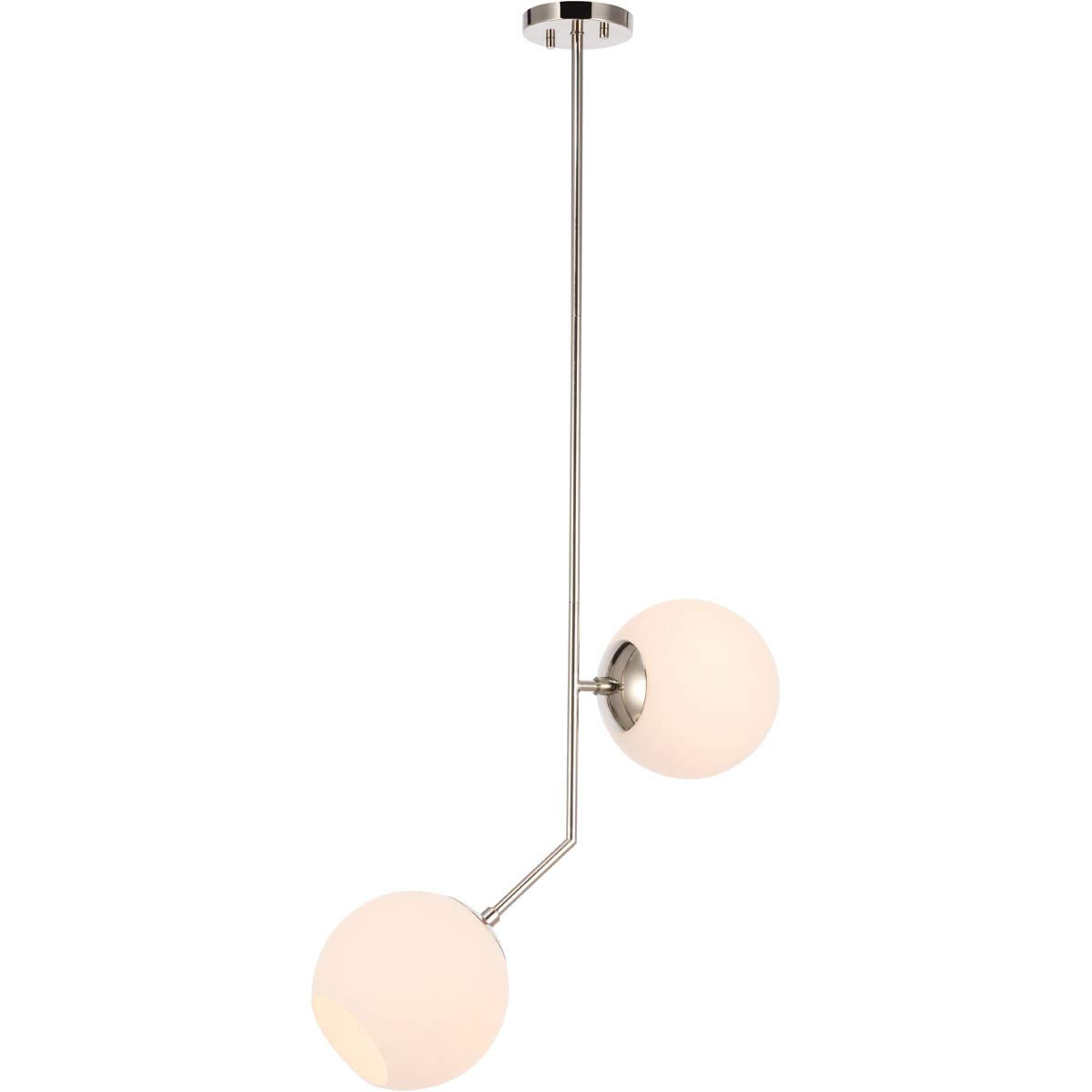 Living District Chrome 2-Light Pendant Light With Frosted White Glass Shade