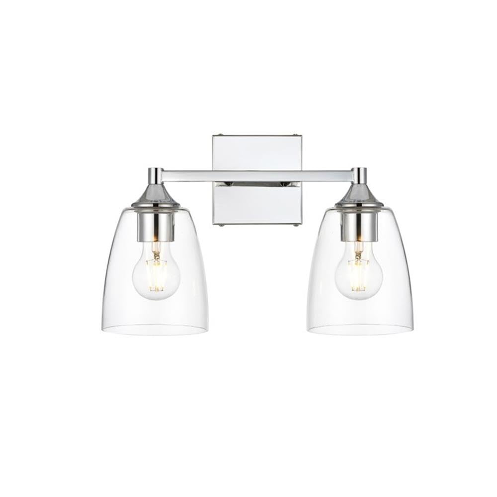 Living District Gianni 2-Light Iron & Glass Bath Sconce in Chrome/Clear