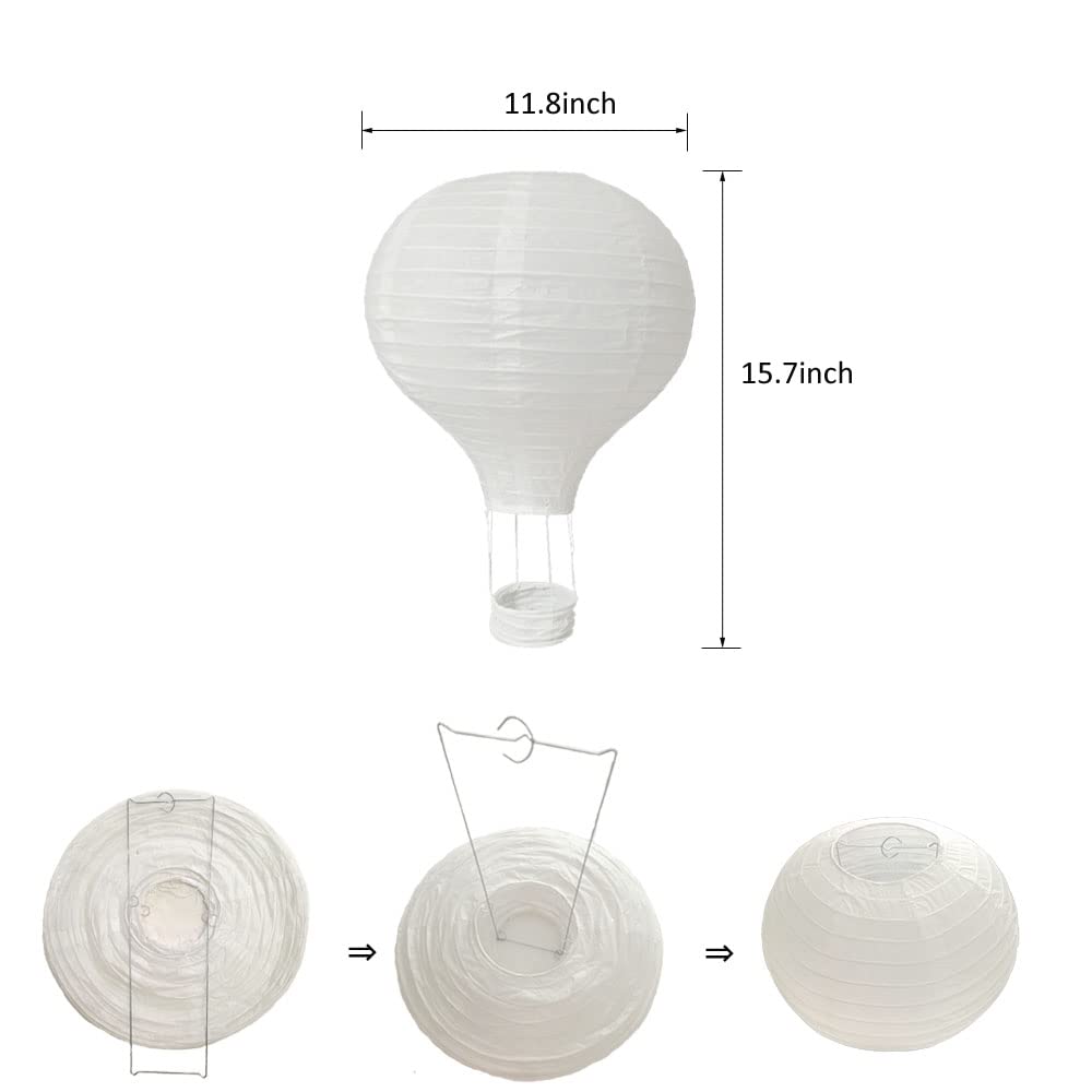 6Pack 12 Inch Hanging Hot Air Ballon White Paper Lanterns Set Reusable Party Ball Lamps For Diy Craft Wedding Birthday Engagemen