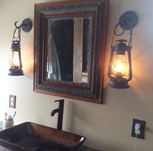 Muskoka Rustic Wall Sconce Lantern Set Of 2 - Black Farmhouse Light Fixture With Glass Globe