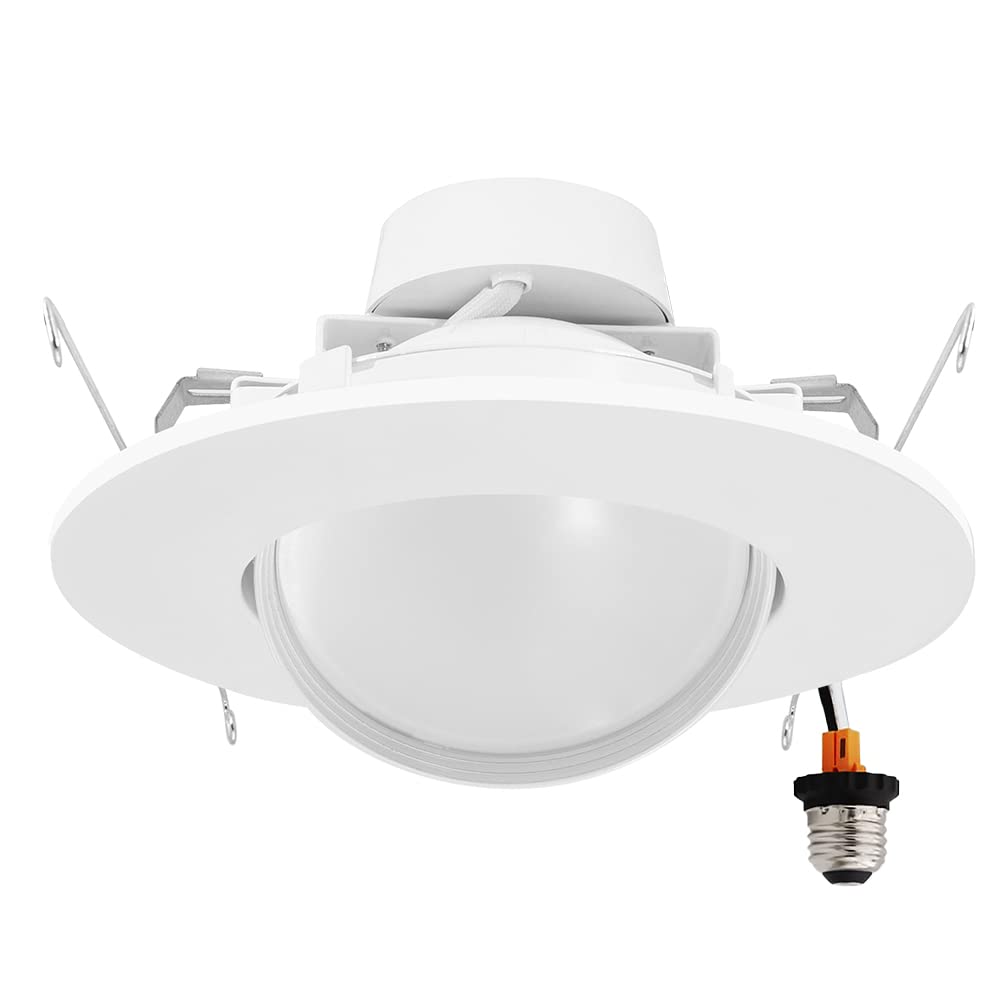 Maxxima Rotatable LED Downlight Gimbal, 1200 Lumens, 11W, Dimmable, 5 CCT (2700K-5000K), White, Aluminum,