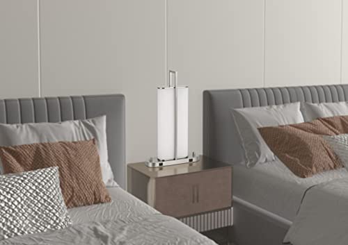 Cal Lighting Zamora Dual LED Night Stand/Table Lamp with Dimmer, 2 USB Ports, 14inW x 23inH, Brushed Steel, Model LA-8032DK-2