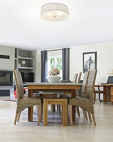 Vicnie 2-Light Flush Mount Ceiling Light, 12&quot; White Metal & Frosted Glass Fixture For Home