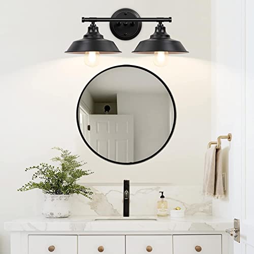 Adcssynd Black Farmhouse Bathroom Vanity Light Fixtures - 2-Lights Metal Over Mirror