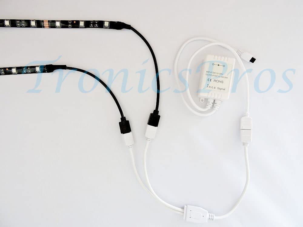 Tronicspros 2Pcs 4 Pin Led Splitter Cable Rgb Led Strip Splitter 2 Way Splitter Led Tape Y Splitter 1 To 2 Splitter Led Strip Co