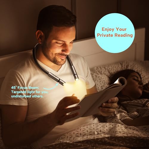 86Lux Led Neck Reading Light, Book Light For Reading In Bed, 3 Colors, Hands Free, Long Lasting, Flexible Soft Lightweight Arms, Dual Focus Control Neck Lamps Gift For Reading,Crafting,Camping