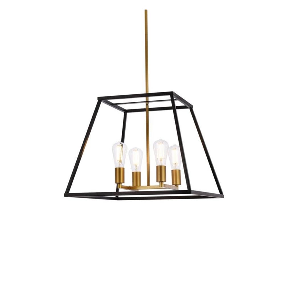 Living District Indoor Modern Home Decorative Bright Ceiling Declan 20 inch Pendant in Black and Brass