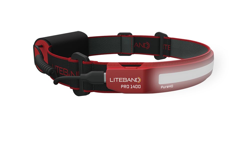 Liteband Pro 1400 Lumens Led Headlamp Rechargeable Battery Powered, Super Bright Tactical Head Lamp Flashlight Hard Hat Light, M