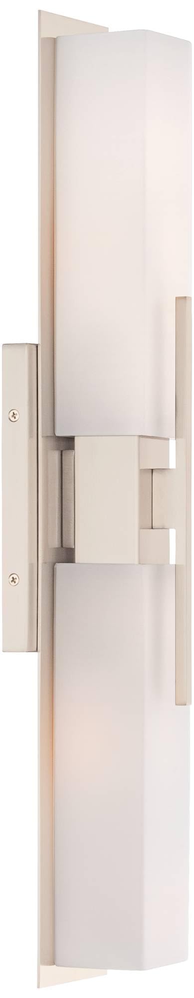 Possini Euro Design Midtown Mid Century Modern Wall Mount Light Brushed Nickel Silver Metal 23 1/2'' Wide 2-Light Vanity Fixture